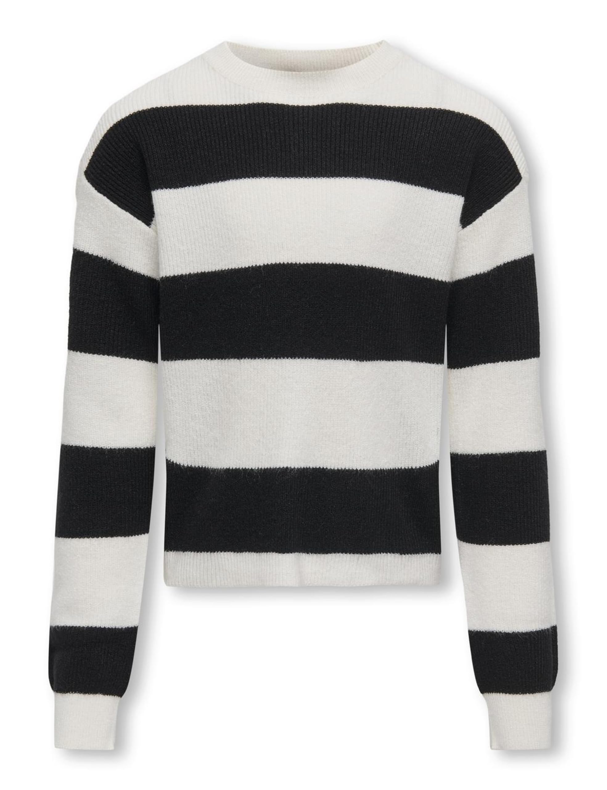 ONLY Mädchen Kogfranca Short L/S Stripe KNT Noos Pullover, Cloud Dancer, 146-152 EU