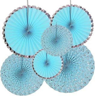 Rozi Decoration Blue Hanging Paper Fan Decorations Set for Birthday Parties, Wedding, Anniversary, Baby Shower Decoration ... Price In India