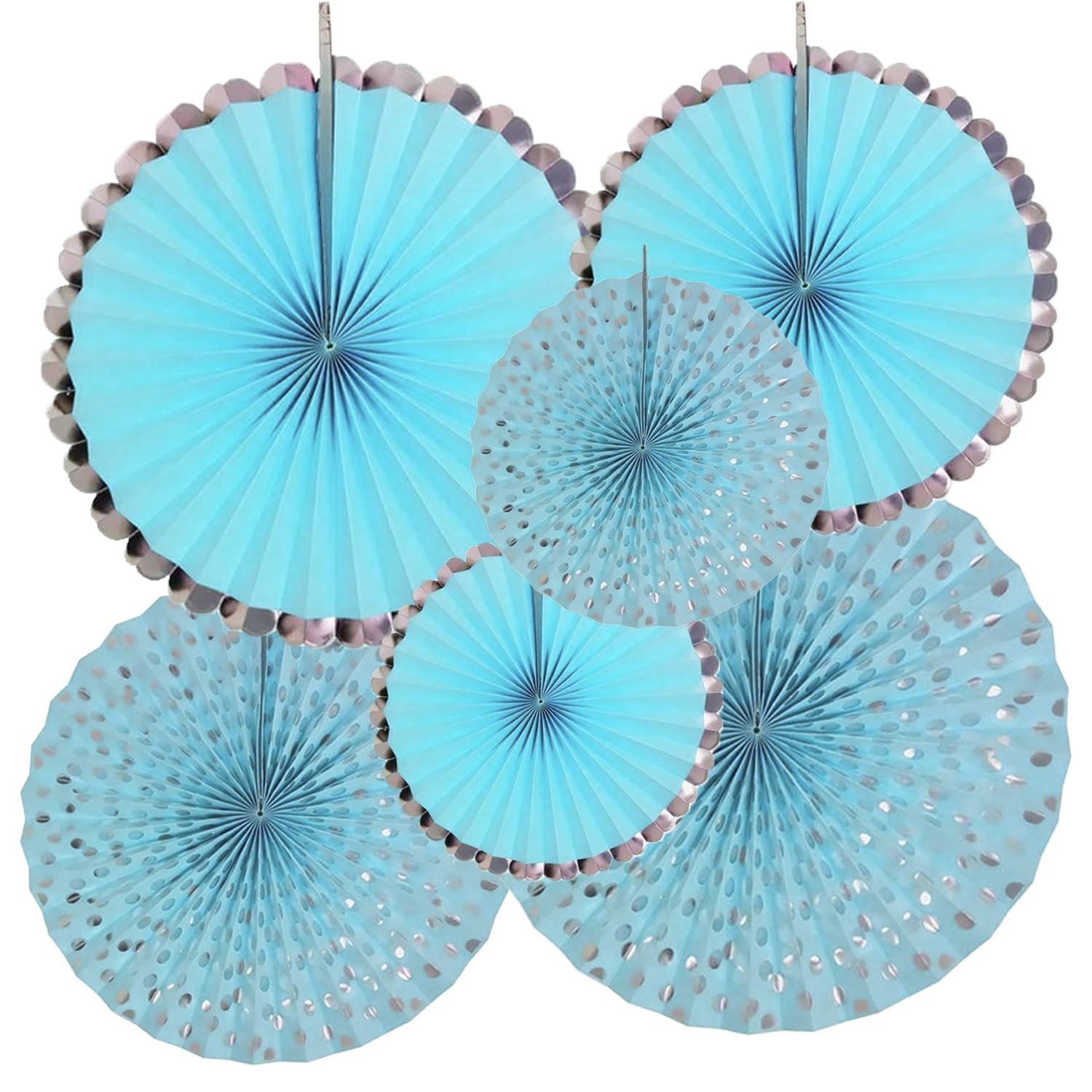 Rozi Decoration Blue Hanging Paper Fan Decorations Set for Birthday Parties, Wedding, Anniversary, Baby Shower Decoration ...