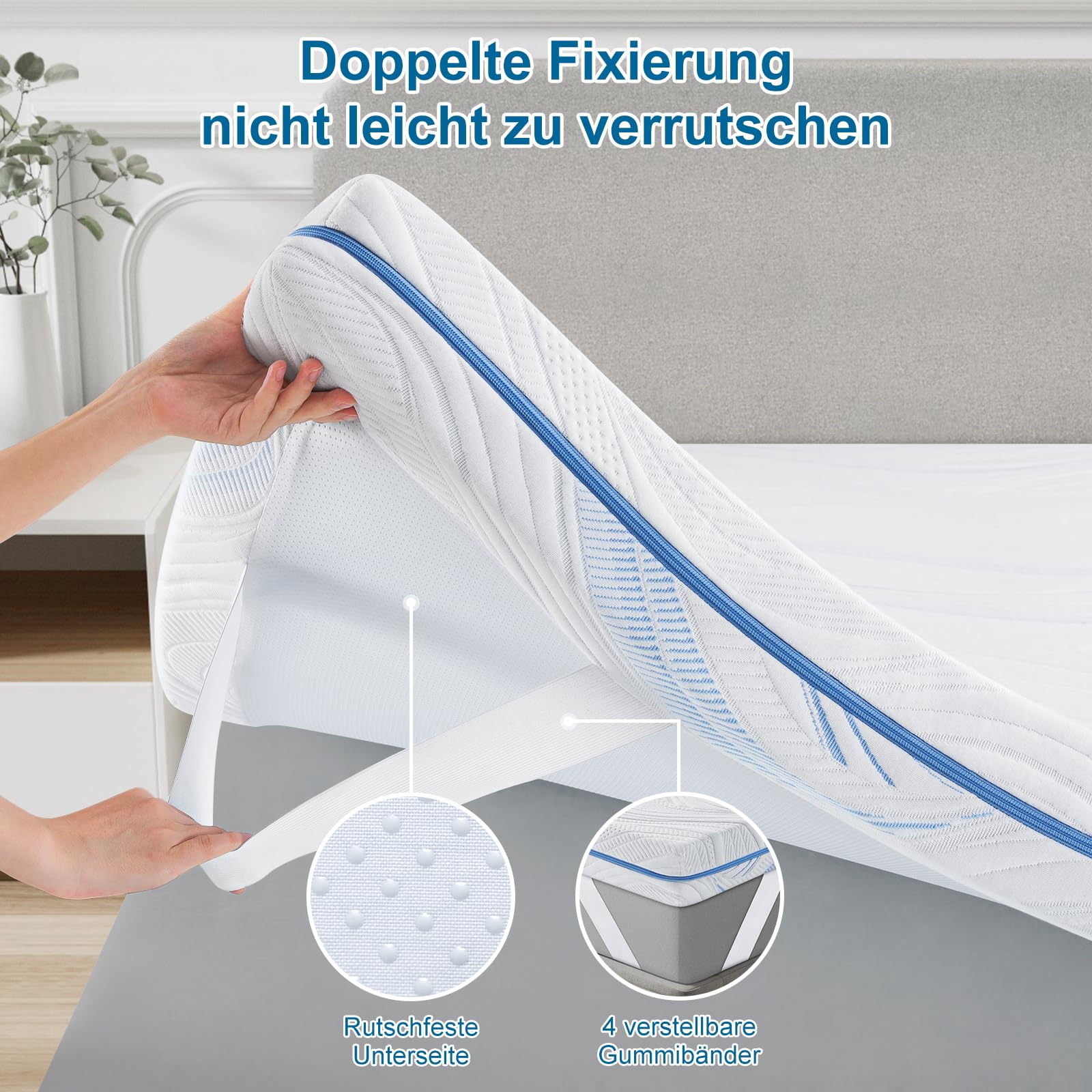BedStory Topper 180x200cm H3 H4 aus 10cm Hoch Gel kaltschaum, Hart Matratzentopper für Bett Boxspringbett Schlafsofa Wohnwagen, Öko-TEX® Zertifiziert Matratzen Topper mit Waschbarer Bezug