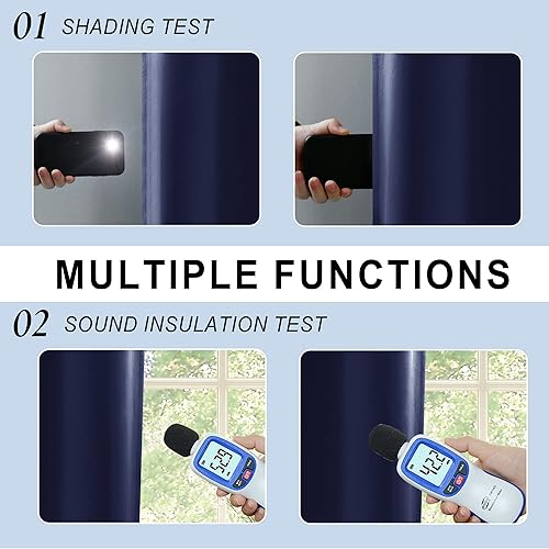 Miniatura 4 de XWZO Cortinas opacas de sombra completa de 84 pulgadas de largo con alzapaños, cortinas de ventana con anillo de bloqueo de calor y luz con forro
