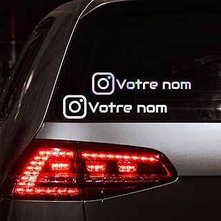 Vinyle adhésif personnalisé - Nom de compte reseau sociaux Insta et autres - Décoration voiture, vitrine, ordinateurs | 18 couleurs, 12 tailles au choix - Waterproof, haute qualité