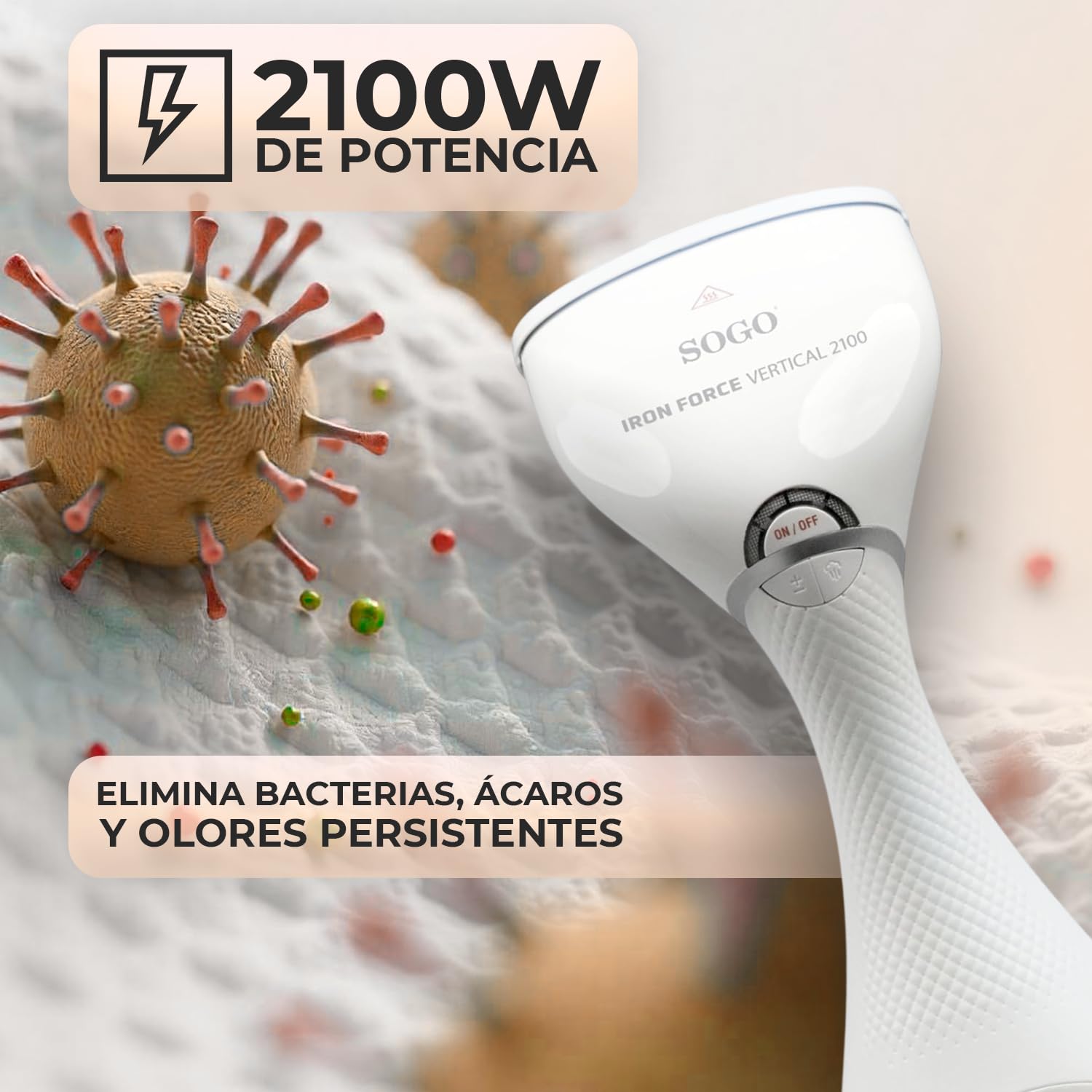 Sogo Plancha Vertical de Vapor Portátil Iron Force con Potencia 2000-2100W – Plancha Ropa Vertical con Accesorios de Cepillo y Medidor - Plancha de Vapor Vertical con Vapor Ajustable y Luz Indicadora