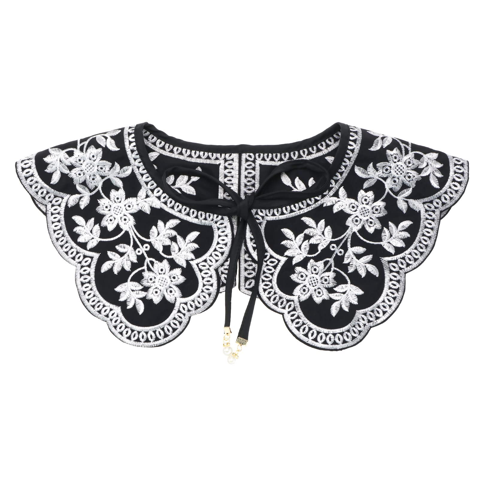 Yinettech Women's Multicolour Embroidery Flower False Collar Detachable Retro Wide Lapel Fake Collar Shawl Floral Print Collar Decoration For Shirts Blouses Dresses Sweaters