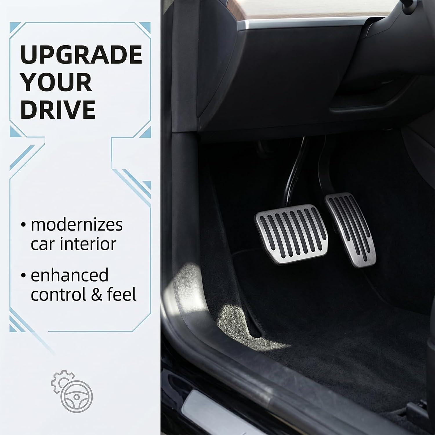2pcs Pedal Covers,Car Pedal Covers,Non Slip Performance Automotive Brake Pedal Cover,Aluminum Car Accelerator Pedal Covers,Silver Gas Pedal Covers,Car Accessories,for Model 3 Model Y