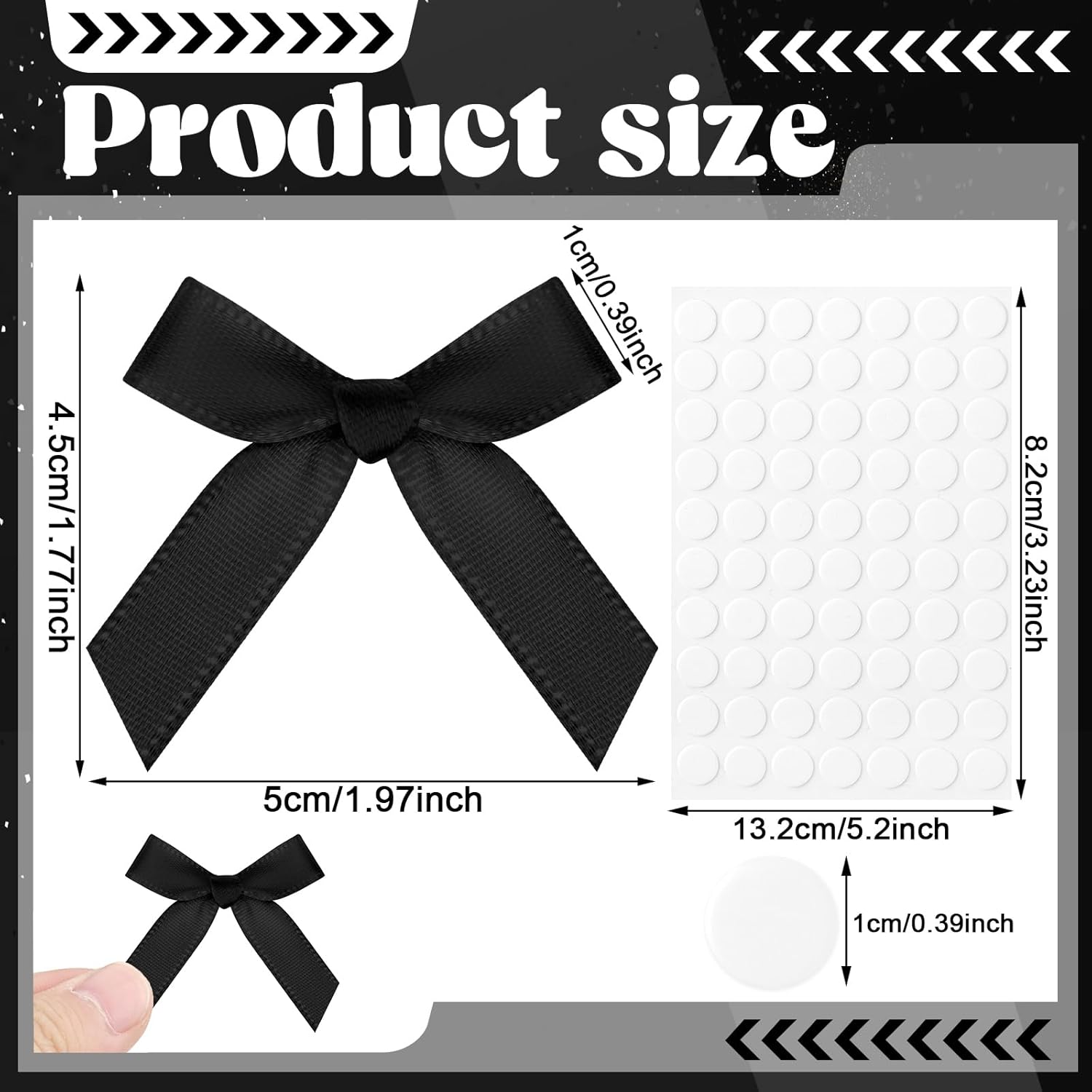 120 Pcs Mini Black Bows for Crafts with Self-Adhesive Dots, 1.57" Small Satin Ribbon Bows for Gift Wrapping Cake Decorations Sewing Scrapbook Card Making Wedding Bow Party Decoration - Image 2