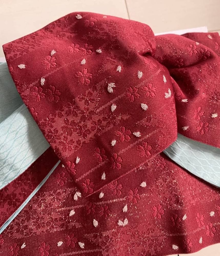 Amazon.co.jp: 浴衣 作り帯 ボルドー 水色 ライトブルー ワイン