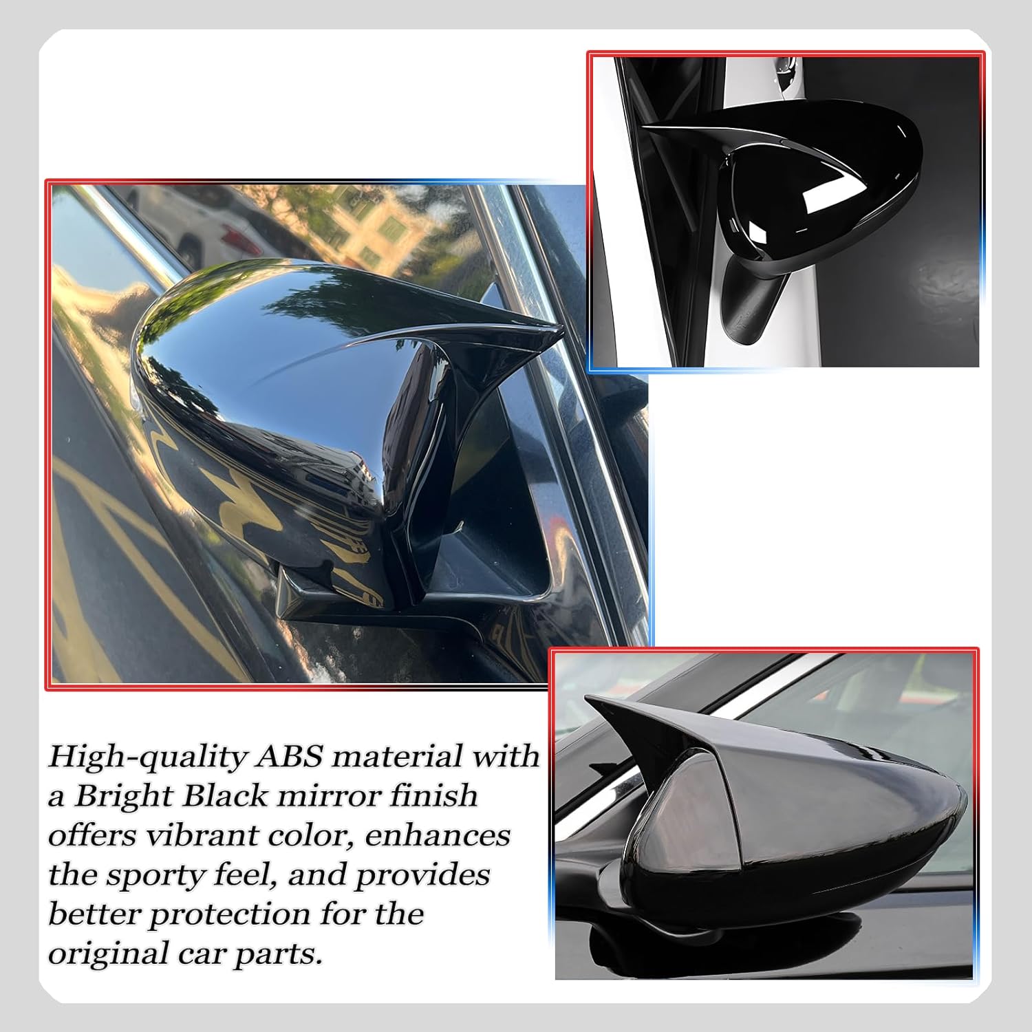 Side Mirror Cover,for Nissan Sentra 2013-2019/Nissan Altima 2013-2018, Bright Black Side Rear Mirror Covers Body Kit Accessories for Cars（with Turn Signal Cutout）