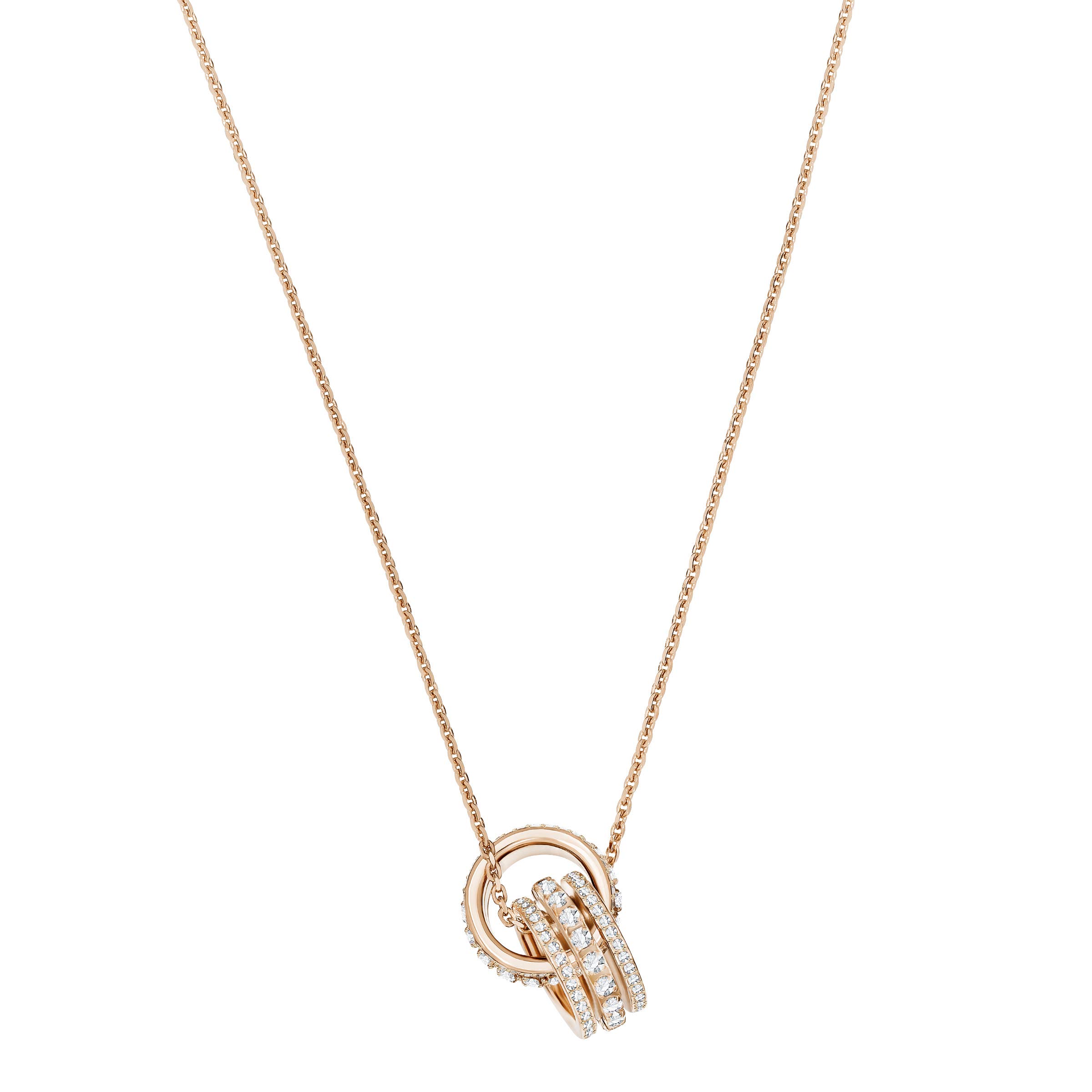 Swarovski Further pendant, Pavé, Interlocking loop, White, Rose-gold tone plated