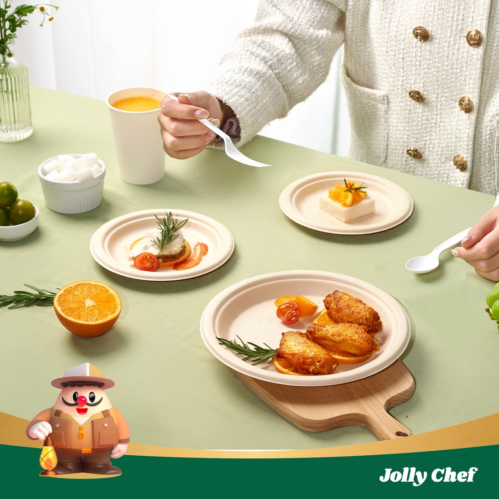 Compostable Plates - 120 Pack Eco-Friendly Disposable Plates -5