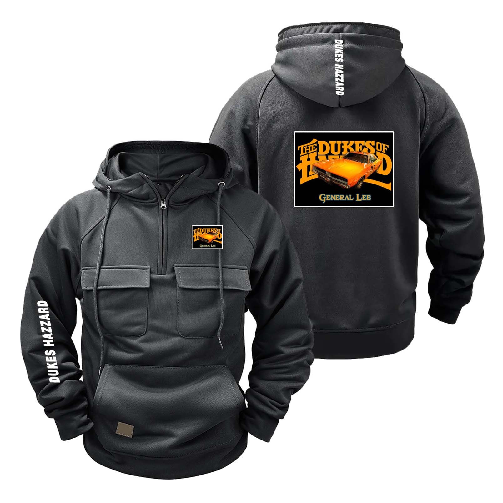 FBWZSAG Mens Long Sleeve Hoodies for D.u.ke.s G.en.eral L.e.e Car Printing Jackets Half Zip Tops Hoody Activewear Active Coats Hooded Sweatshirt Plain Outwear-SHSe||xx_l