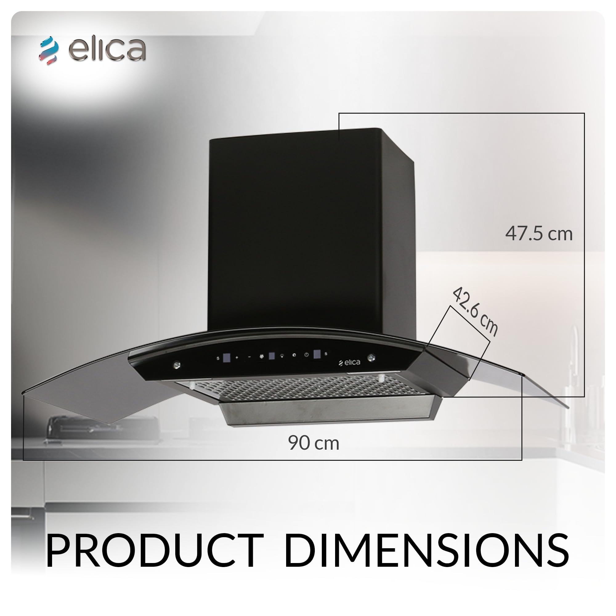 Elica 90cm 1500 m3/hr BLDC Filterless Autoclean Kitchen Chimney