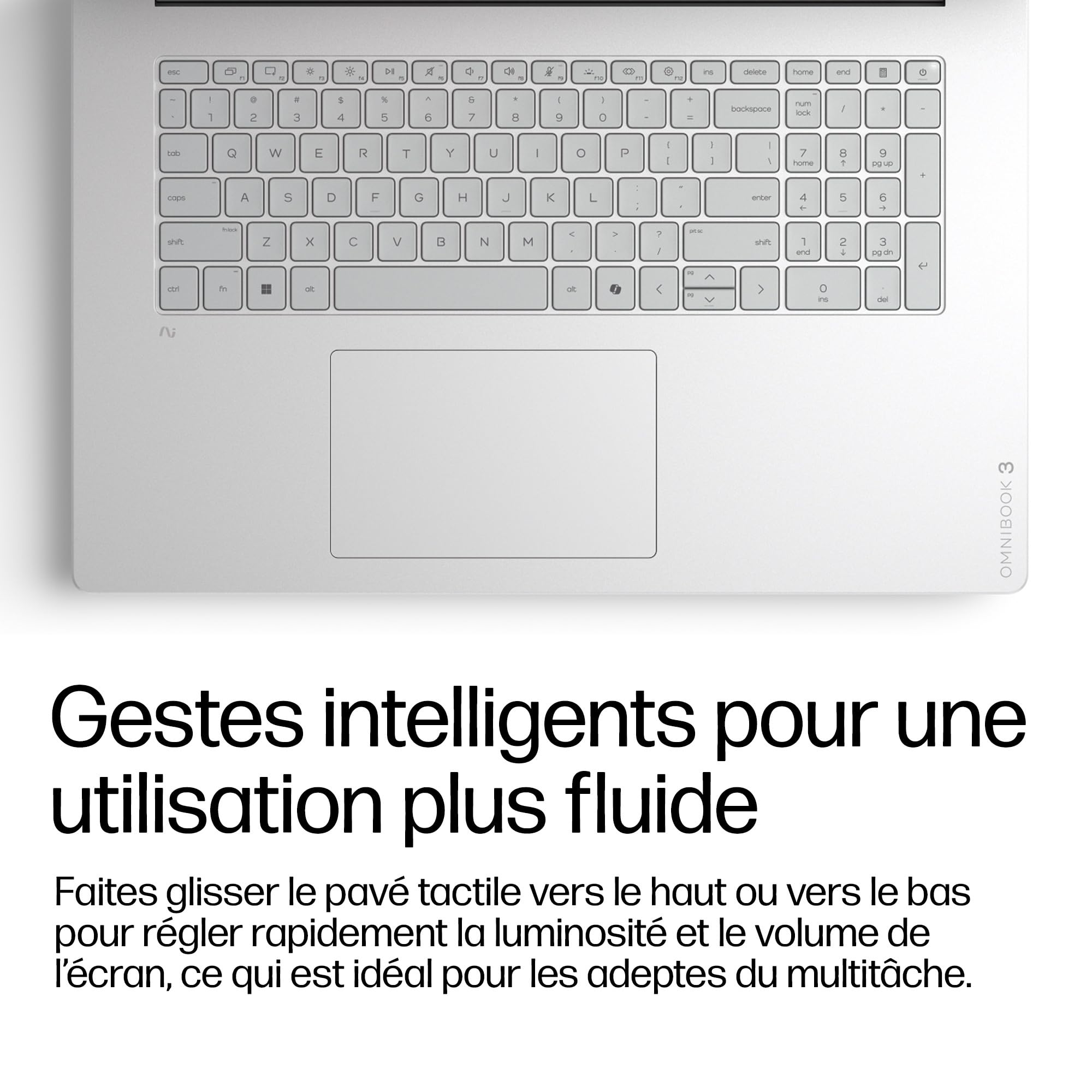 HP OmniBook 3 16-bu0022nfx Ordinateur Portable 16" 2K IPS, PC Portable (Intel Core 5-120U, RAM 8 Go, SSD 512 Go, Intel Graphics, Windows 11), Laptop Argent, Clavier AZERTY