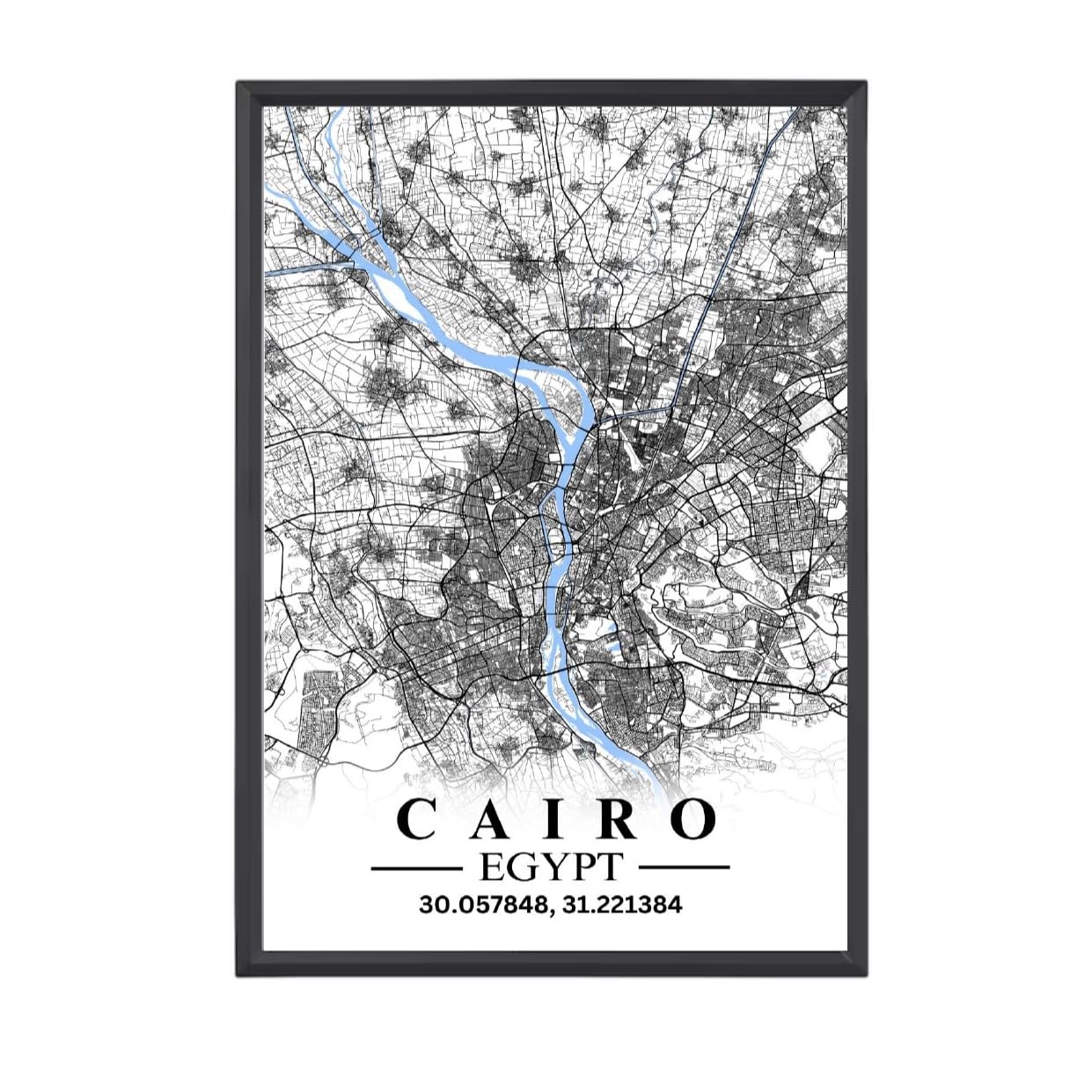 A4 wall art Arabic Capital City Map, Minimalist map decoration, 21 x 30 cm (CAIRO (EGYPT))