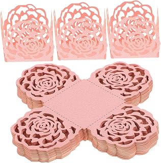 ULTECHNOVO 100 Unidades Unidades Envoltorios de Papel para Chocolates con Diseño Hueco de Rosa Wrappers para Bodas y Fiestas Porta Dulces Decorativos Color Rosa para Embalaje y Regalos