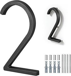 VONDERSO 8 Inch Large House Numbers for Outside, Zinc Alloy Address Numbers with Weatherproof Rust-Resistant Powder Coating, Heavy-Duty Door Numbers for Home or Business (Number 2, Matte Black)