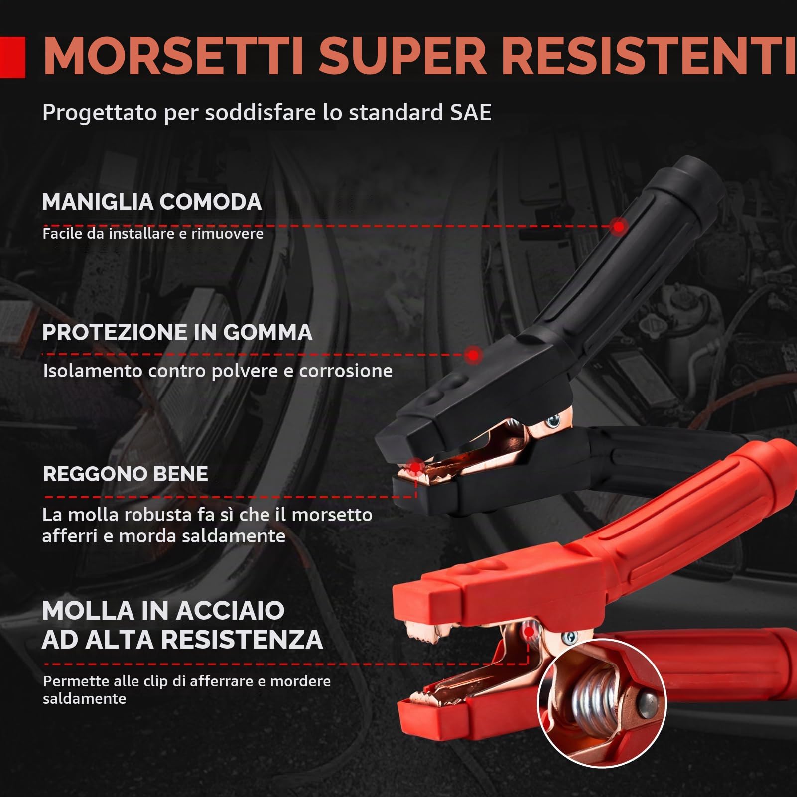 Cavi di avviamento resistenti per batteria auto, 1 calibro 1500 A, 30 m, con connettori di collegamento rapido, borsa da viaggio per camion, SUV, auto, 1 anno di garanzia