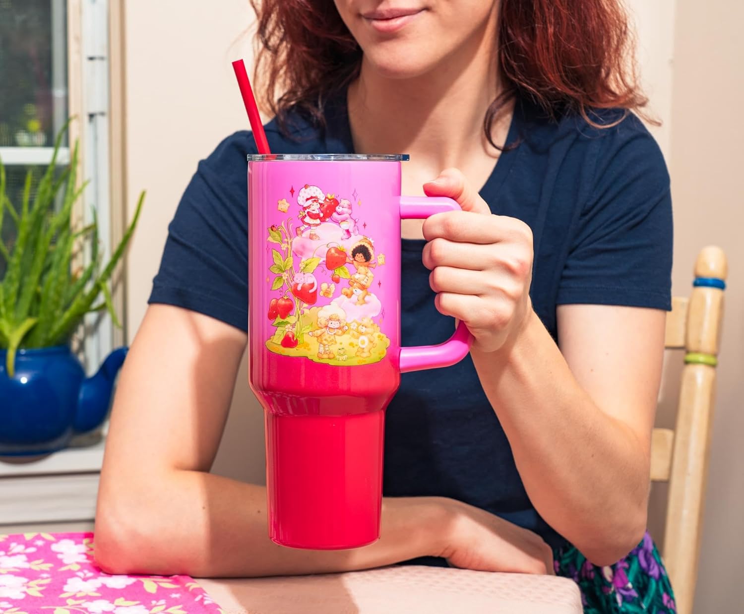 Silver Buffalo Care Bears and Strawberry Shortcake Ombre Double Walled Stainless Steel Tumbler with Handle, Fits in Standard Cup Holder, 40 Ounces - Image 9