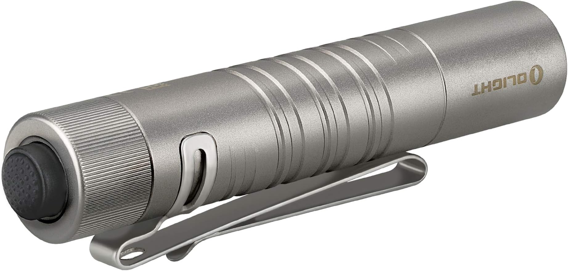 Olight i5T EOS Titanium 300 Lumen LED Flashlight, Every Day Carry with AA Alkaline Battery, Anti-slip Tail Switch with Momentary on and 15/300 Lumens Modes Change (Ti, Limited Edition))