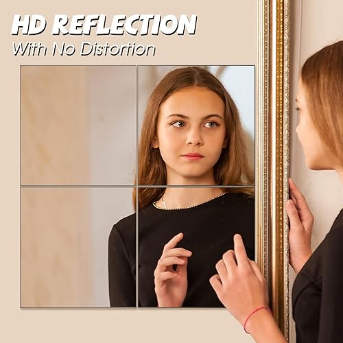 Miniatura 9 de VASUHOME Espejos de gimnasio para gimnasio en casa de 12 pulgadas x 12 piezas, azulejos HD de cuerpo completo para pared, ideal para gimnasio en