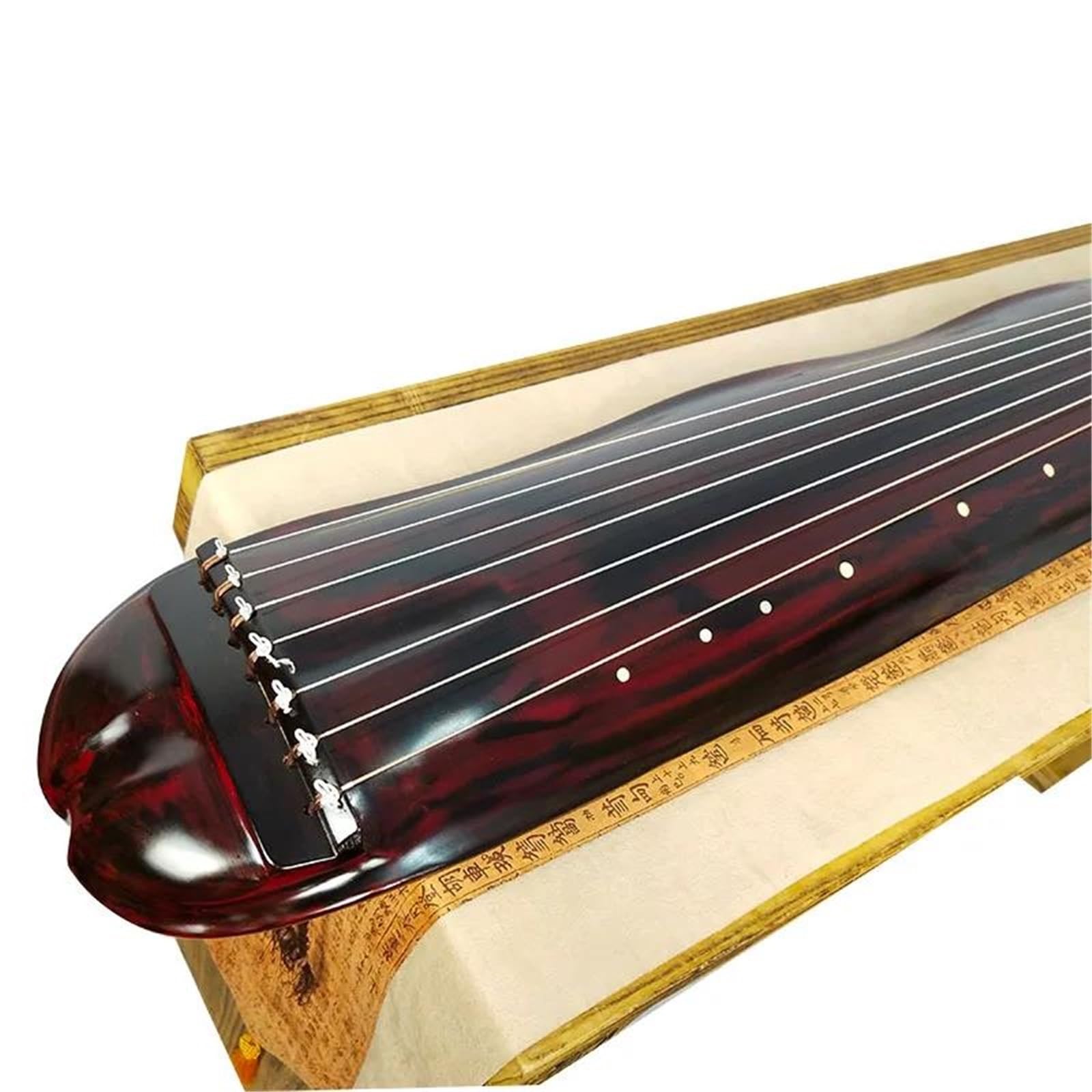 Chiński Guqin Liść Bananowca Wielowiekowe Drewno Jodłowe Cytra Profesjonalna Kolekcja Guqin Lakier Poroże Krem ​​Cyta Guqin Instrument Muzyczny Początkujący(Red)