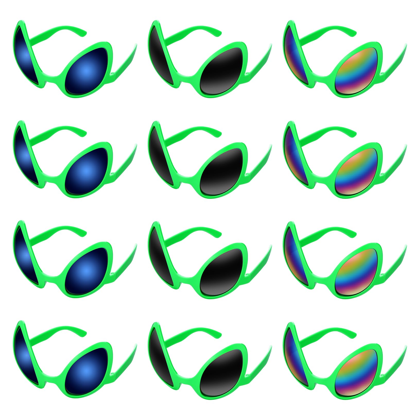 Bencailor 12 Pack Alien Glasses with Lenses Halloween Sunglass for Cosplay