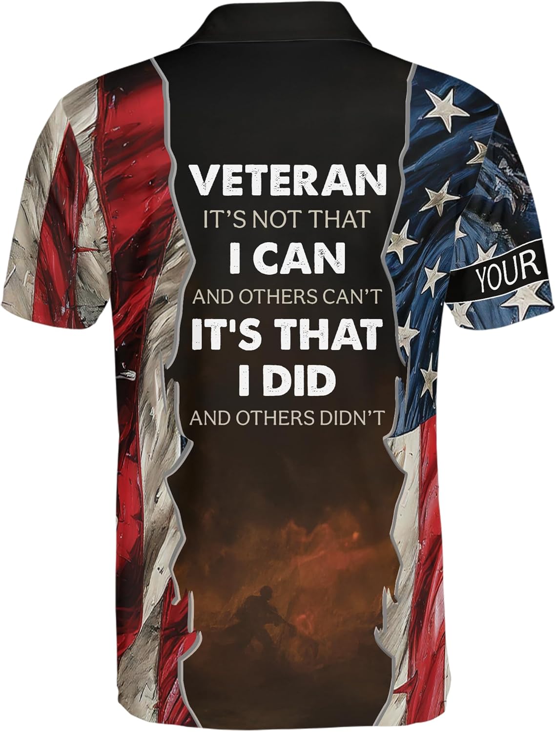 ThuhaTree Store Personalized US Flag Veteran Men & Women Polo Shirt S-5XL – Custom Name Graphic US Flag Veteran Shirt