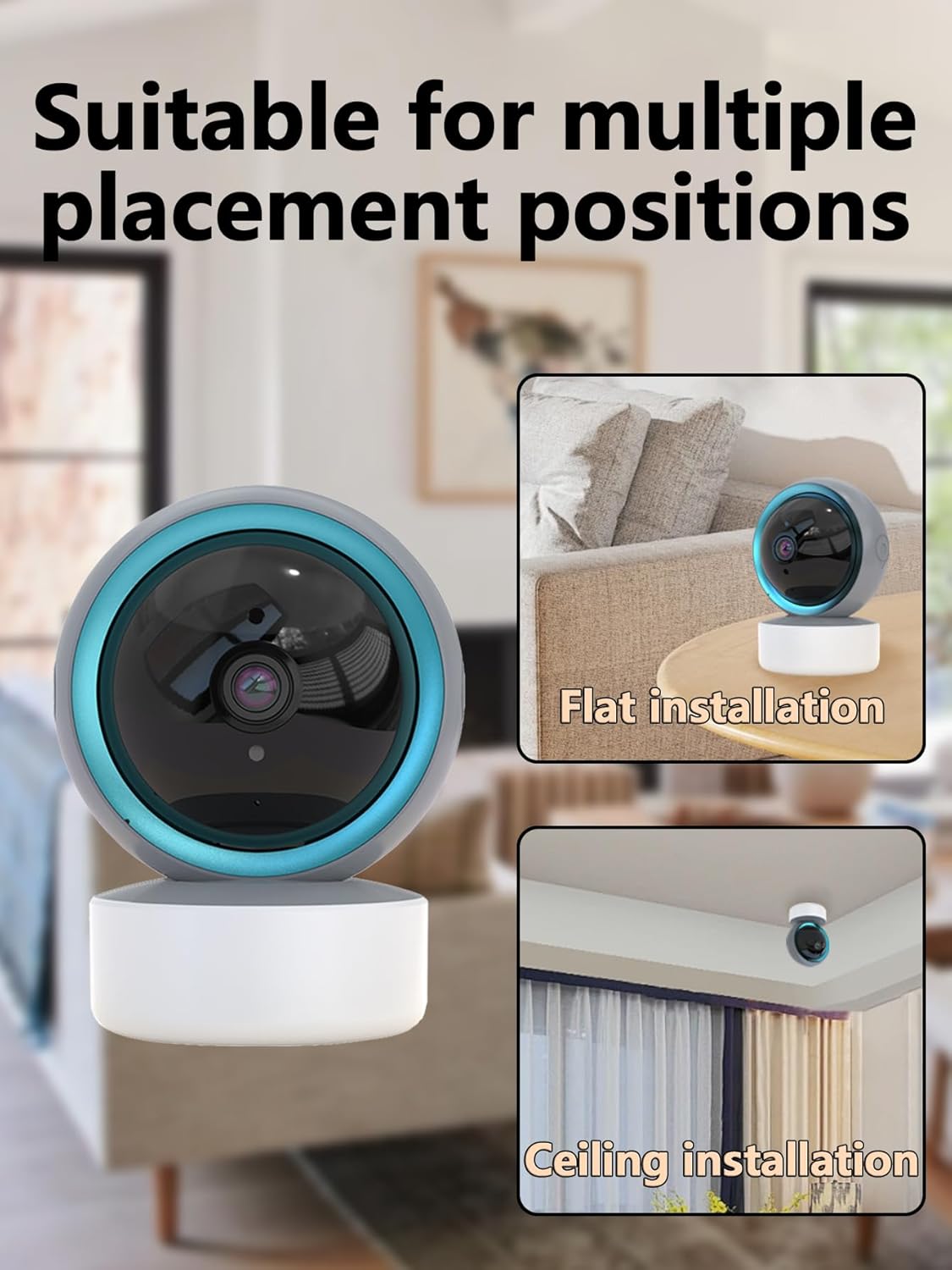Camera placement options: flat and ceiling installation