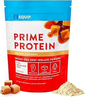 Equip Foods Prime Protein Powder | Clean, Grass Fed Beef Protein Powder, Carnivore Protein Isolate | Paleo, Keto Friendly, Gluten & Dairy Free, Helps Build & Repair Tissue| 30 Servings, Salted Caramel