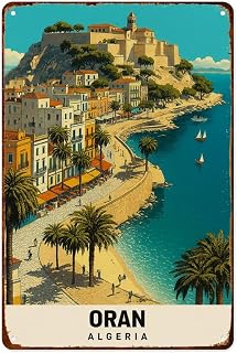 XIAJVS Oran - Algerian Mediterranean Port Metal Aluminum Signs Retro Wall Decor 8X12 Inch for Living Room Kitchen Farm Bedroom Bathroom Decoration Posters
