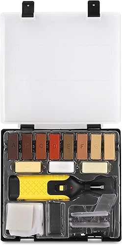 Miniatura 12 de Navaris Kit de reparación de pisos de madera, palos de cera y herramienta de fusión para reparar pisos de madera dura, pisos laminados, muebles