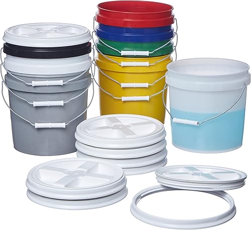 Miniatura 7 de Consolidated Plastics Cubos de grado alimenticio de 2 galones y tapa blanca de sellado Gamma, almacenamiento de recipientes sin BPA, cubos de HDPE