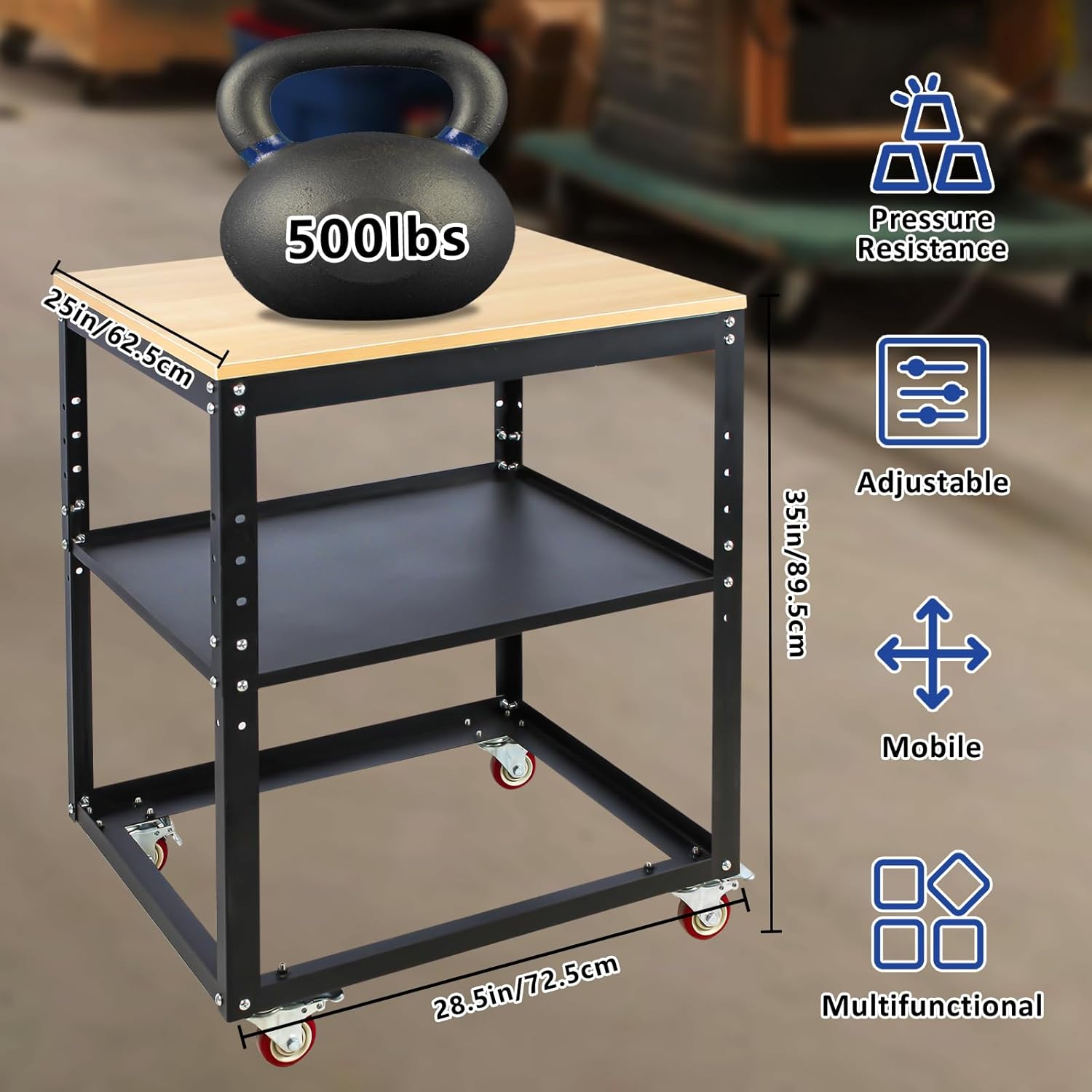 Planer Stand, Height Adjustable Power Tool Stand, 500 lbs Load Capacity Planer Table with Wheels, for Most Planers, Saws, Bench-top Machines, Power Tools