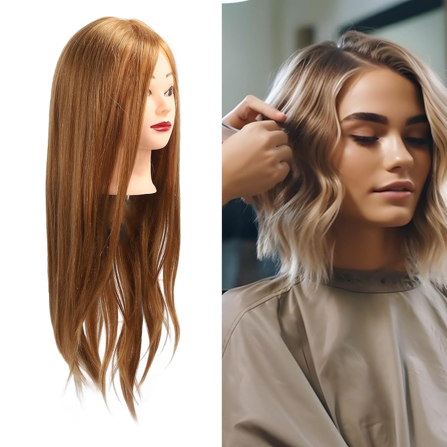 Hairdressing Mannequin Head with Clamp Flexible Silicone for Salon Practice Suitable for Hairstyling Weddings, Dates, Parties