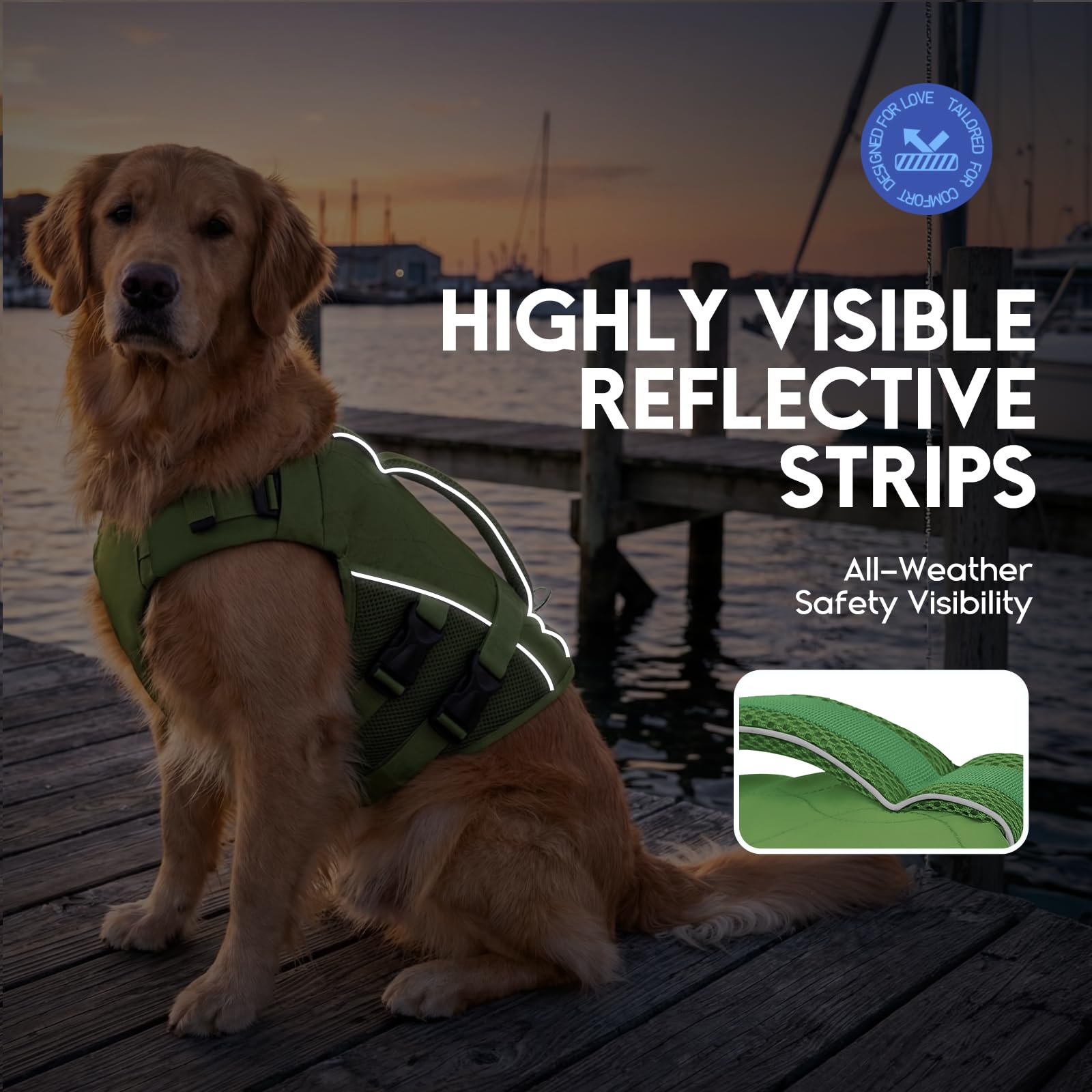 ASENKU Giubbotto Salvagente per Cani, Salvagente per Cane Piccoli, Medi e Grandi, Giubbotto con Maniglia di Salvataggio, Cinture Regolabili e Riflettenti,Ideale per Spiaggia, Piscina, Barca, Kayak XXL