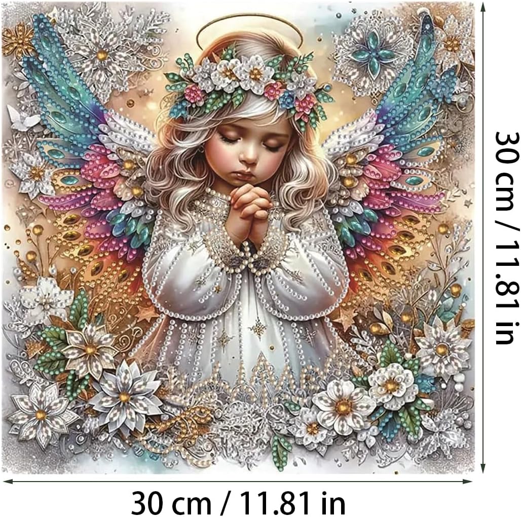 Multi Pattern DIY Pearl Rhinestone Wall Art Kit, Cute Floral Cat Rainbow Butterfly Decor Picture Making Pack, All in one Handcraft Set for Bedroom Living Room Wall Decor & Relaxing Hobby Activity image 2
