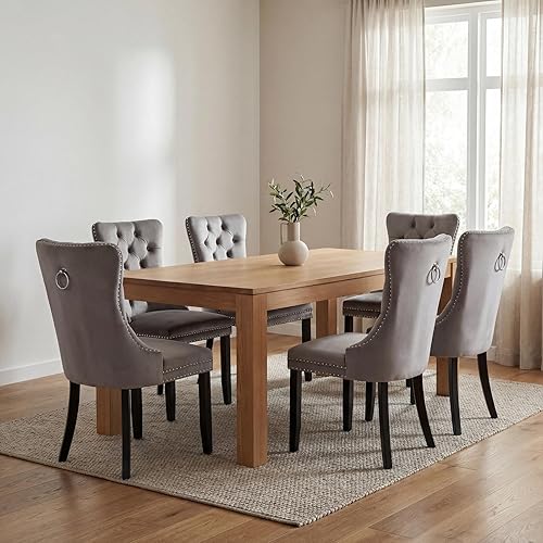 Miniatura 25 de Sillas de Comedor Juego de 4 sillas de comedor de terciopelo azul claro, Silla tapizada de tela para cocina y comedor, sillas de comedor modernas de