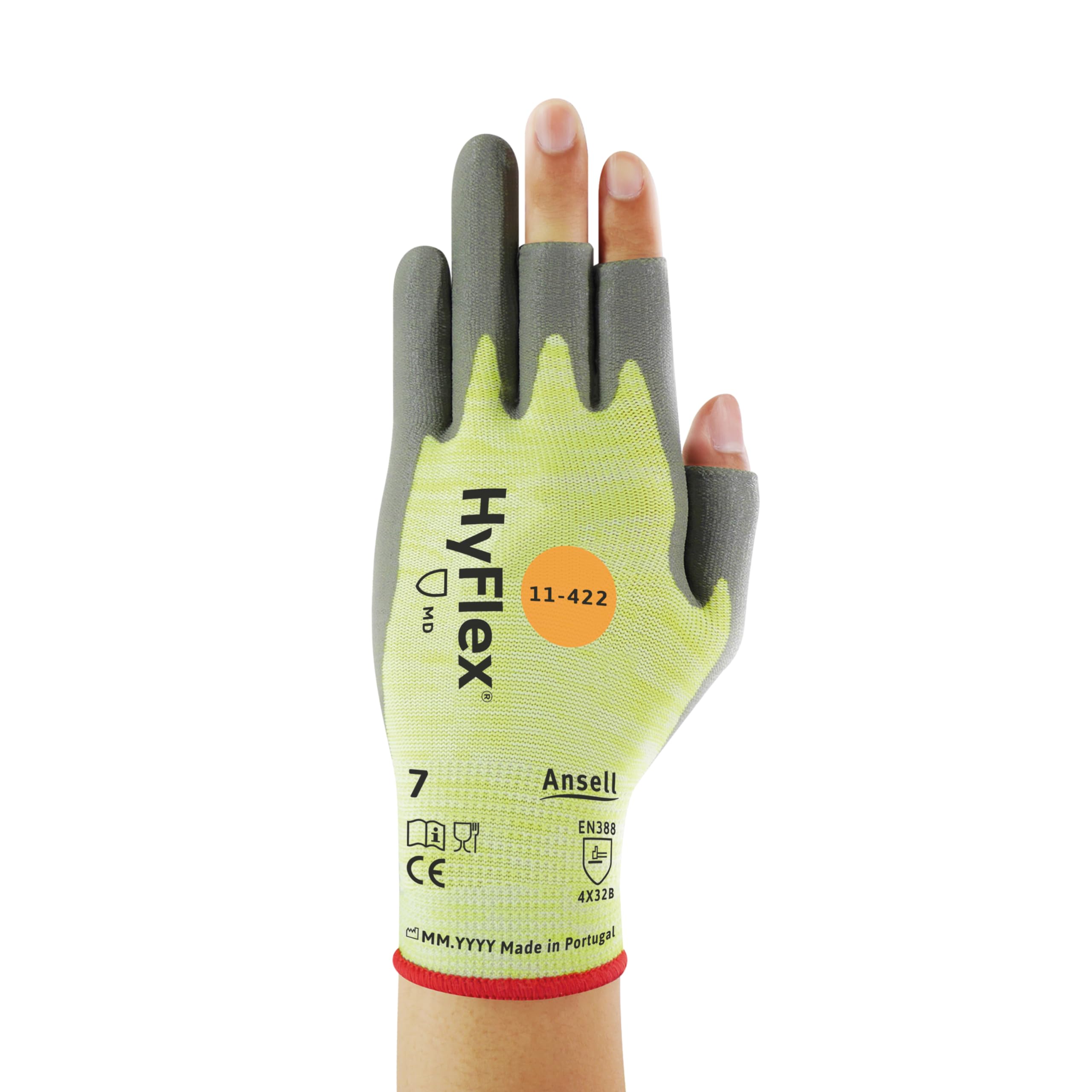 Ansell HyFlex 11-422 Gants de Travail Industriels, Protection Mécanique, Résistance aux Coupures, Gris, Taille M (12 Paires)