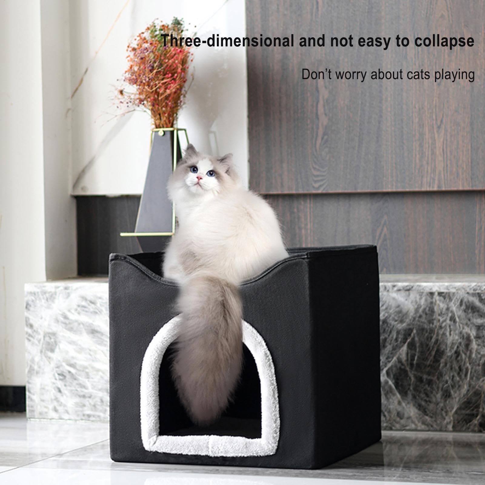 Cubo pieghevole per gatti, casa a pieghevole per cani, canile decorativo | per animali domestici, accessorio doppio strato, casa a per gatti