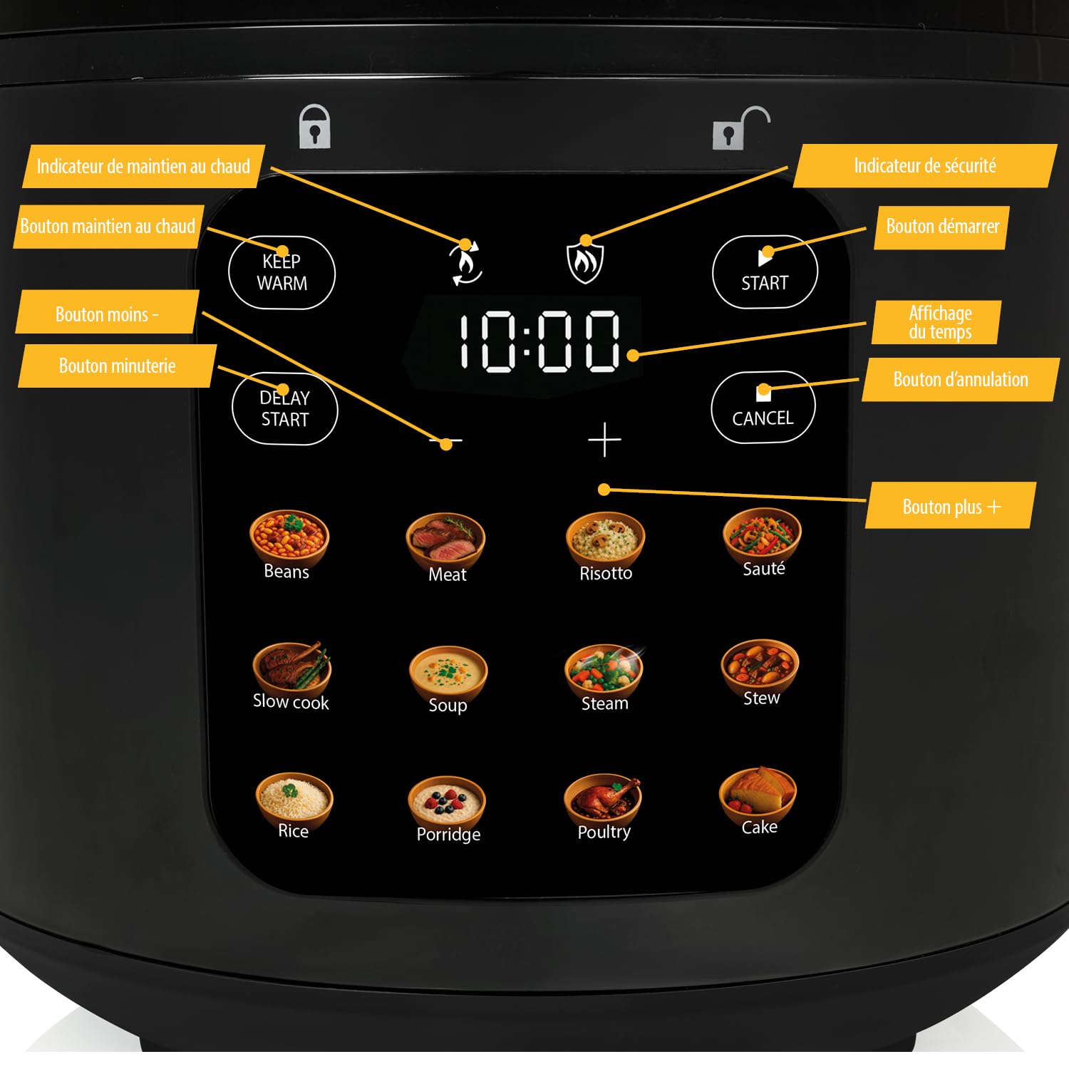 Autocuiseur Électrique Tristar, Capacité 6 l, Puissance 1000 W, Systèmes de Sécurité Intégrés, Cuve Amovible, Nettoyage Facile, RK-6160