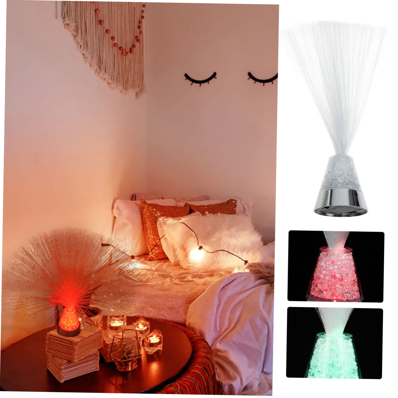 jojofuny Pcs Fiber Optic Lights Electric Changing Fiber Optic Lamp Decorative Night Light for Home Office