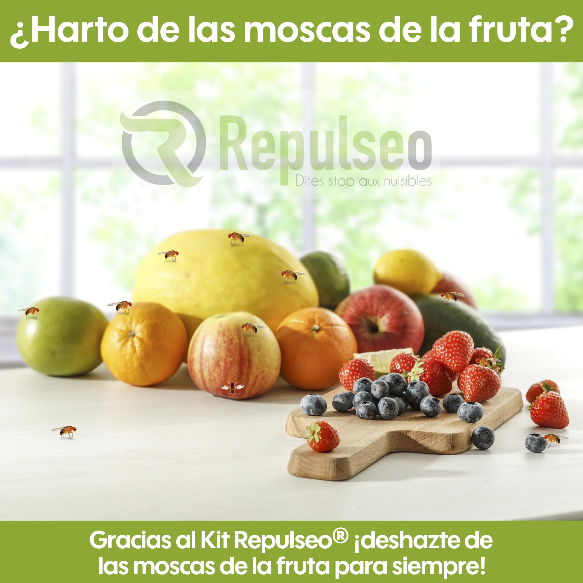 Trampa para Moscas de Fruta ✯Made IN UE✯, Antimosquitos Interior Cocina, Atrapa Mosquitos [Remedio Natural y sin Insecticida]