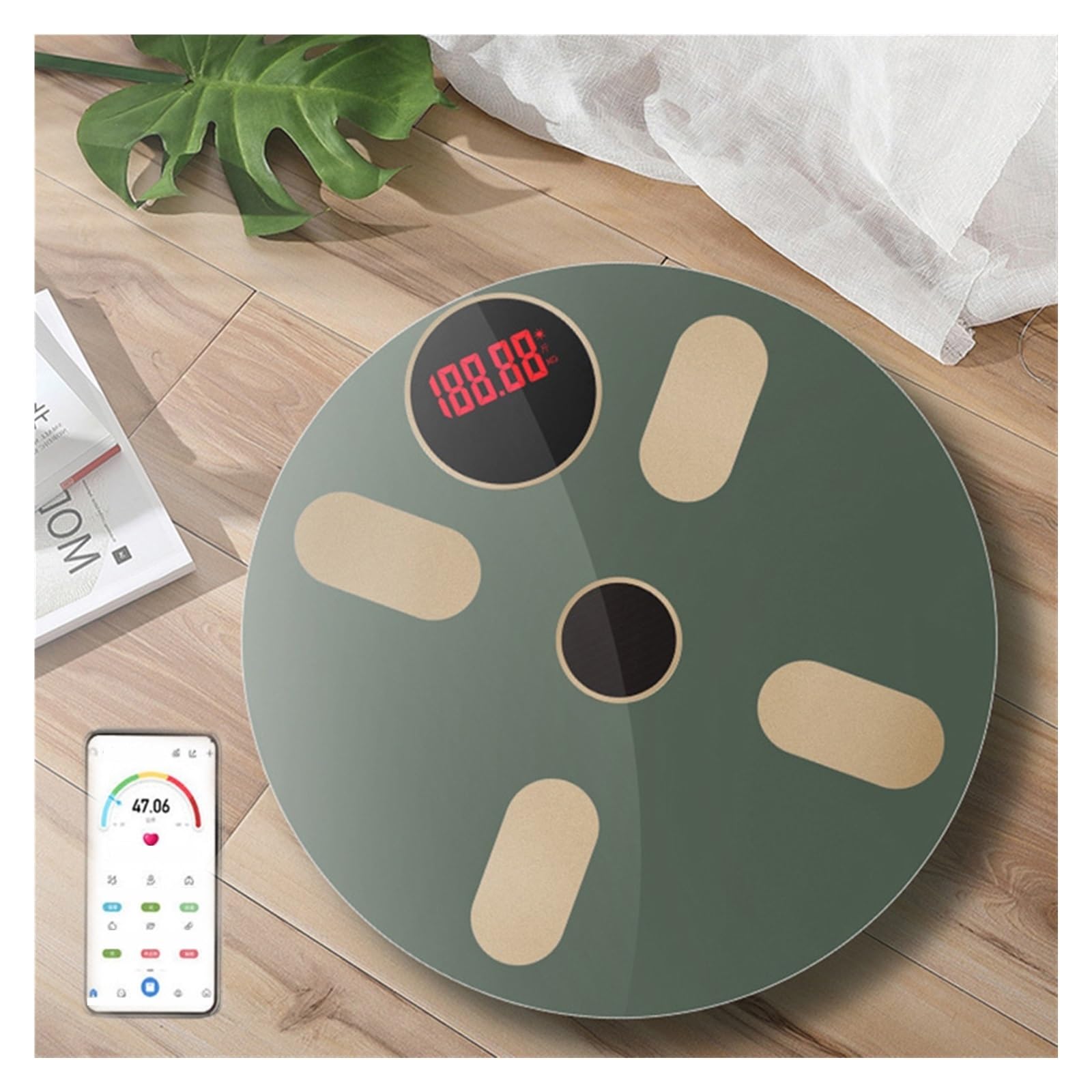 Skala Tkanki Tłuszczowej Bluetooth BMI Wagi Balansowe Inteligentna Waga Elektroniczna LED Cyfrowe Do Ważenia Ciała Kąpieli Precyzyjny I Czytelny(Green)
