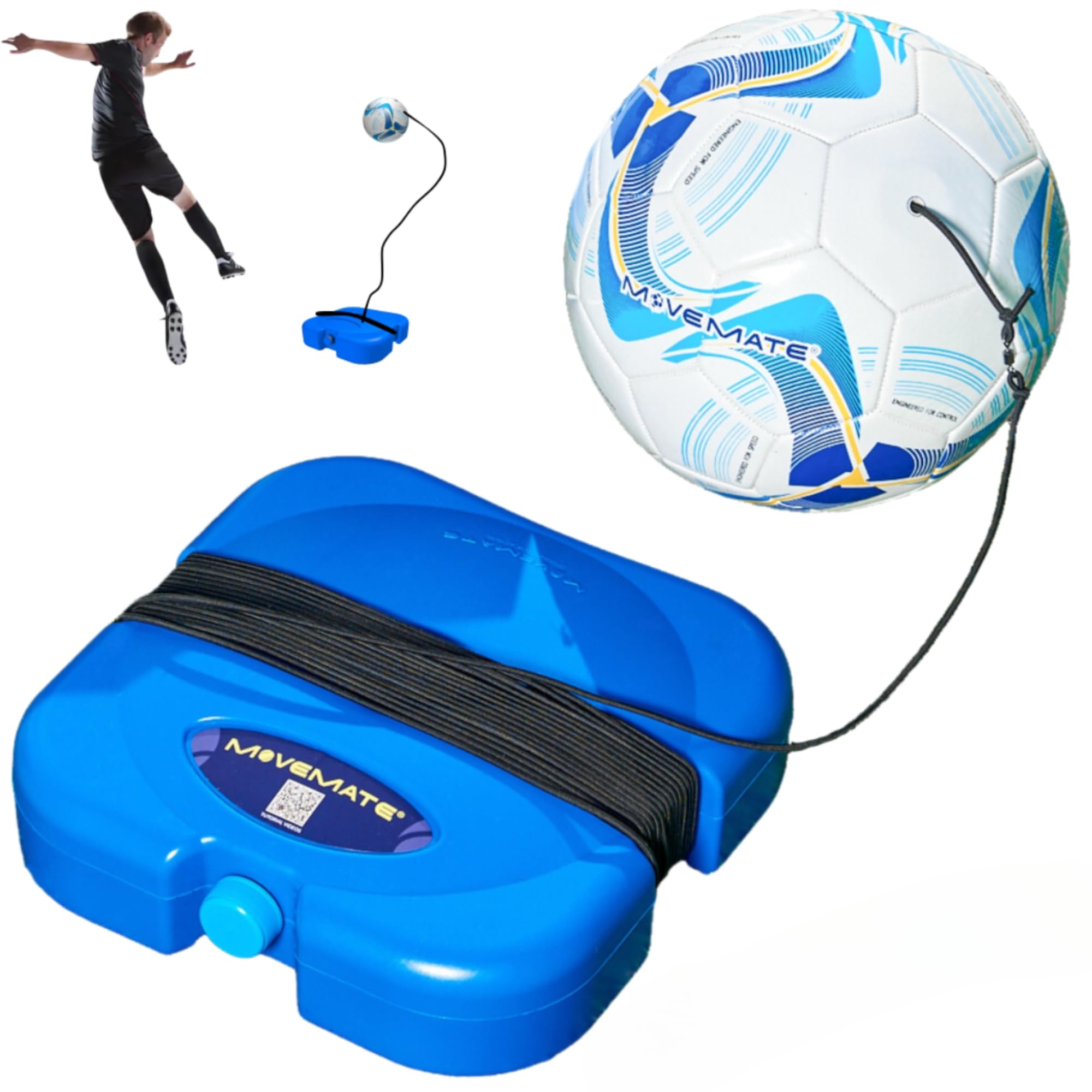 MOVEMATE® Juego de entrenamiento de fútbol con cuerda, accesorios de entrenamiento innovadores para exteriores, en el jardín, en el campo de fútbol | regalo ideal para niños
