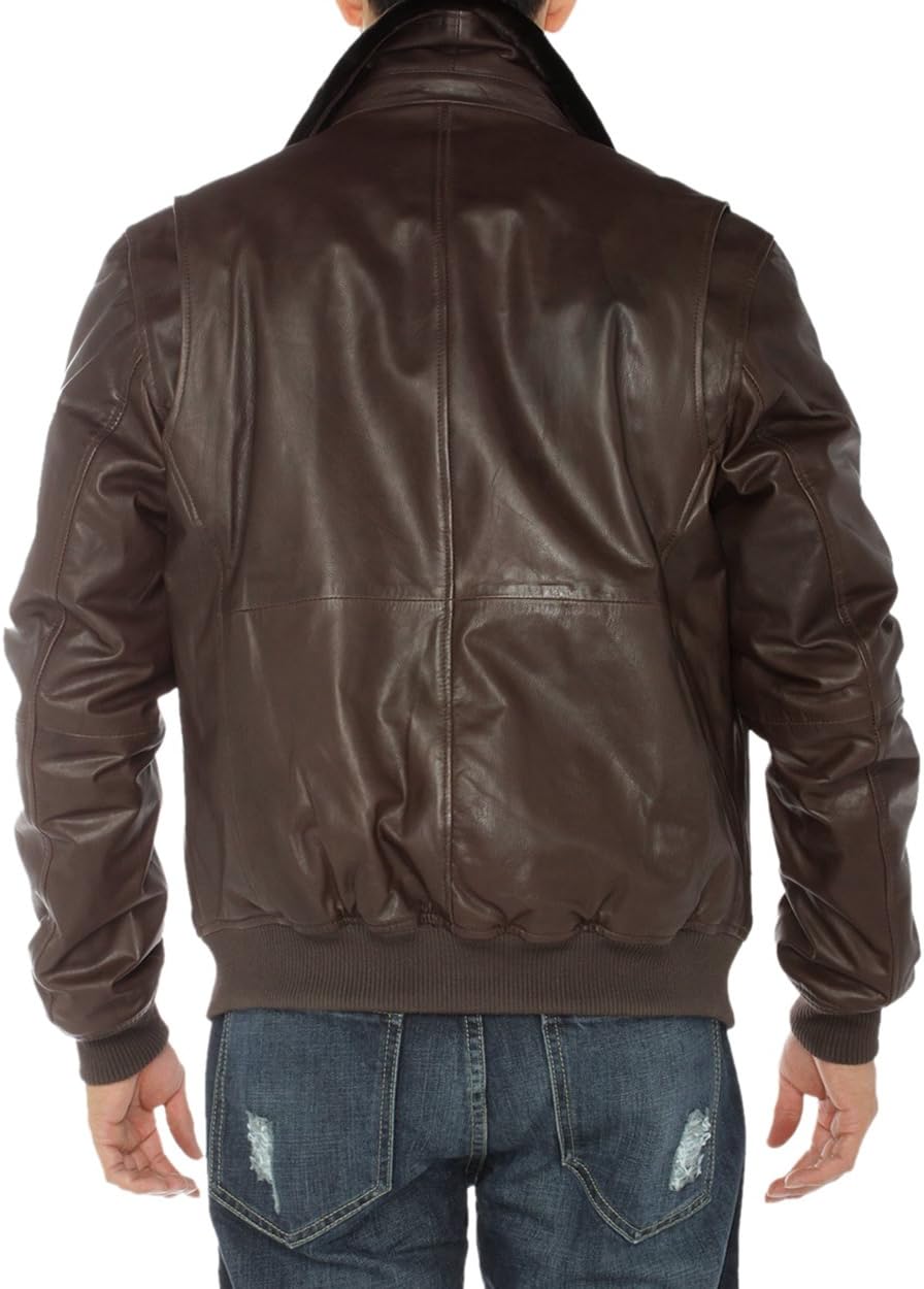 GN Luciano Men's Nappa Leather Flight Bomber Jacket - Image 4