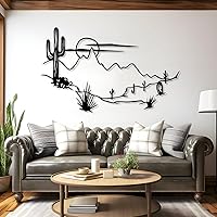 Vista 1 de Cadeali Arte de Pared de Metal con Paisaje Desértico, Decoración de Pared de Cactus de Metal, Decoración de Pared Desértica Boho, Arte de Pared
