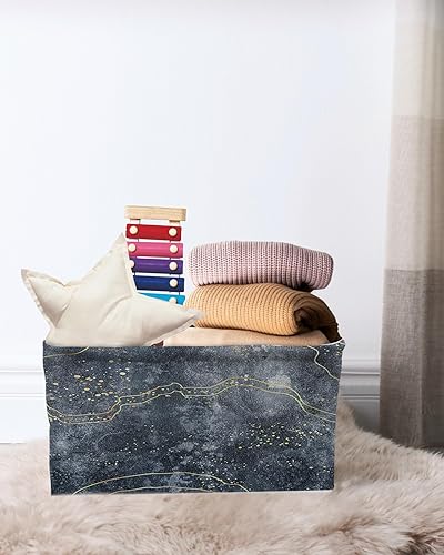 Miniatura 7 de Cesta de almacenamiento gris degradado para organizar estantes, cajas de almacenamiento plegables con asa, líneas amarillas modernas, arte