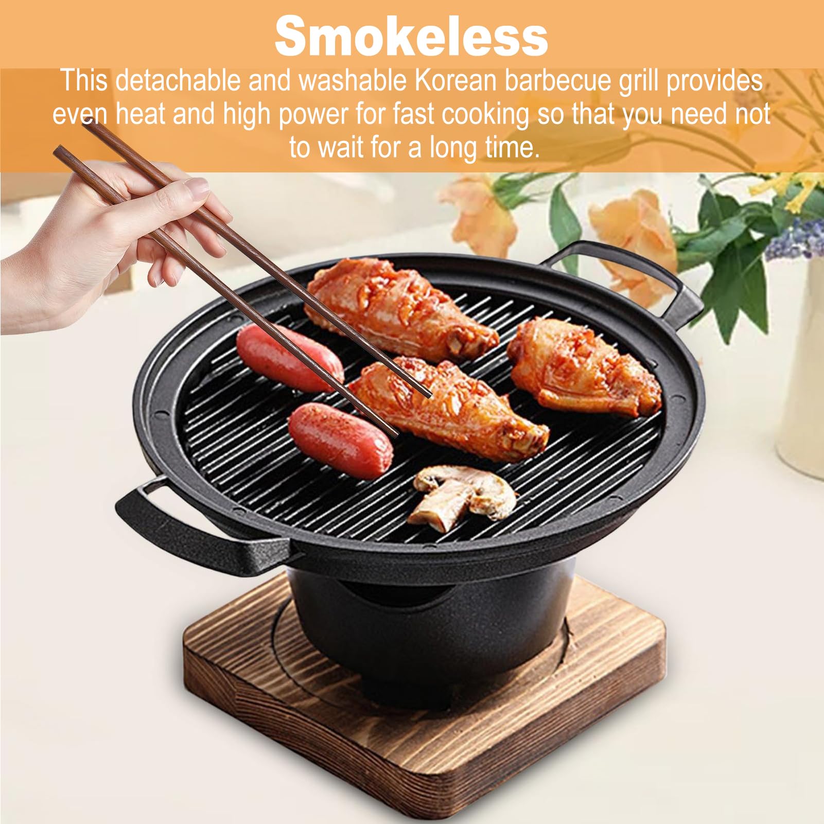 Przenośny mini grill bezdymny – piec do gotowania na węgiel drzewny, koreański styl do domu, kompaktowy 25 x 21 x 11 cm, idealny do użytku na zewnątrz i wewnątrz, akcesoria do grilla w zestawie