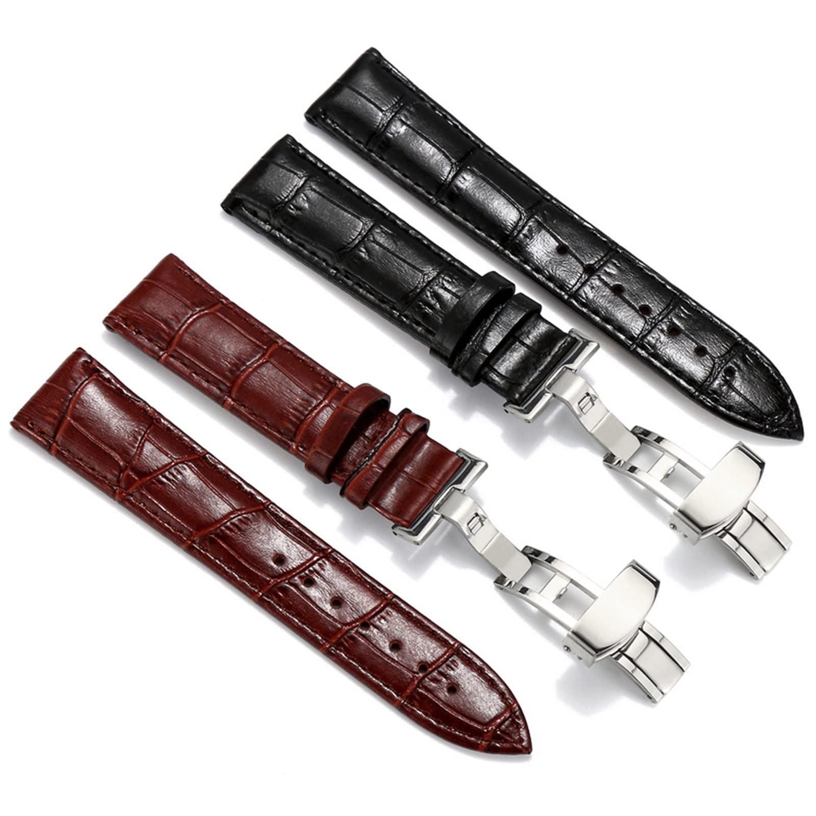 CARZE Uhrengurt echtes Lederband Edelstahl Schmetterlingsschnalle Accessoires for Männer und 19 mm 20 mm Accessoires ansehen
