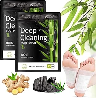 GHANTOY 20 peças de almofadas para pés, almofadas de limpeza profunda para pés, vinagre de bambu natural e gengibre em pó para cuidados com os pés, aliviam o estresse, melhoram o sono